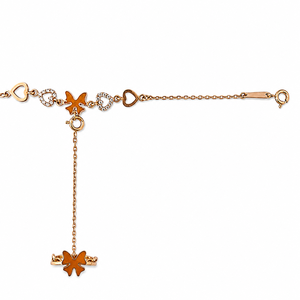 Conjunto de Pulsera y Anillo Namivaa Chapado en Oro con Circonitas Cúbicas, Corazones y Flores, Joyería de Moda con Acabado Pulido para Niñas - Product Image 2
