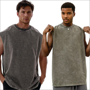 เสื้อกล้ามทรงโอเวอร์ไซส์ ล้างสีแบบแอซิดวอช สำหรับฤดูร้อน ผู้หญิง ผู้ชาย ไซส์พลัส ผ้าโพลีเอสเตอร์/คอตตอน ถักทอ แห้งเร็ว ระบายอากาศดี แบบไม่มีแขน - Product Image 2