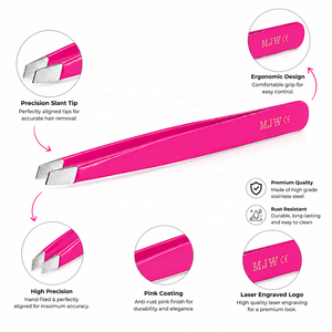 Pinzas para Cejas Rosadas MJW de Acero Inoxidable con Punta Inclinada de Precisión, Herramienta de Belleza para Depilación de Cejas, Certificación CE - Product Image 5