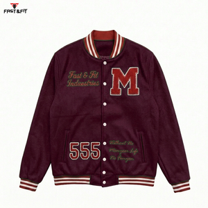 Hot Selling Custom High Quality Chenille Embroidery Patch Canvas Winter Varsity <b>Baseball</b> Embroidery <b>Jacket</b> <b>for</b> <b>Men</b> - Product Image 5