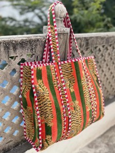 Women's Beach Velvet Handbag Indian Tiger Printed Quilted Shoulder <b>Bag</b> - Product Image 2