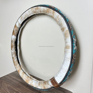 Protector de cuero genuino para volante de coche, hecho a mano, cuero de vaca, antideslizante, Protector Interior de coche, ajuste Universal - Product Image 4