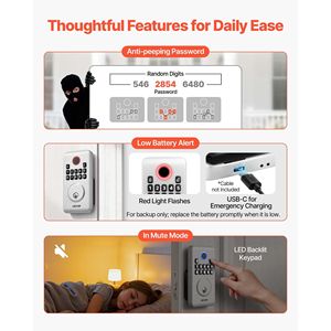 Serratura Intelligente con Design Innovativo Easy-Grip, Ingresso Senza Chiave, Codici Utente Personalizzabili, Blocco Automatico con Chiave e Funzione Deadbolt - Product Image 6