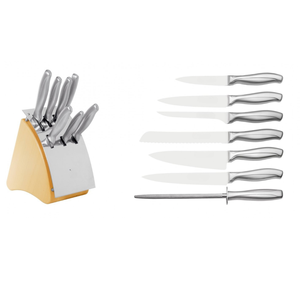 Juego de Cuchillos de Cocina Profesionales de 7 Piezas con Bloque de Madera, Mangos de Acero Inoxidable y Varilla de Afilado para Cortar Verduras y Carne - Product Image 1