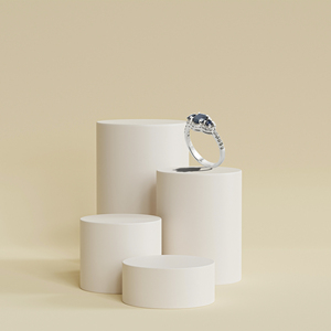 Bague Statement en Argent 925 Plaqué Rhodium avec Saphir Bleu Foncé pour Femme, Bijou de Soirée - Product Image 4