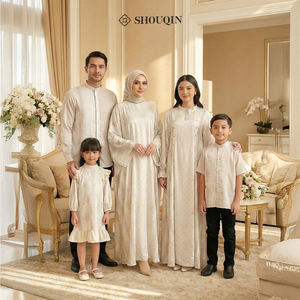 Conjunto de Uniformes Familiares Shouqin Harum, Ropa Musulmana a Juego, Colección Eid, Vestido de Satén para Adultos, Niños, Hombres y Mujeres, Caftán, Túnicas, Camisas - Product Image 2