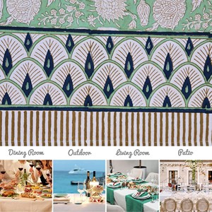 <b>Square</b> Floral Printed Cotton Linen <b>Tablecloth</b> With Border Design Washable Classic Style Home Use - Product Image 6
