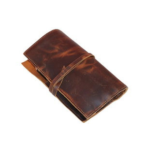 Estuche enrollable de cuero genuino para lápices y pinceles, organizador de bolígrafos, bolsa de almacenamiento para pinceles de artista, regalo de papelería - Product Image 6