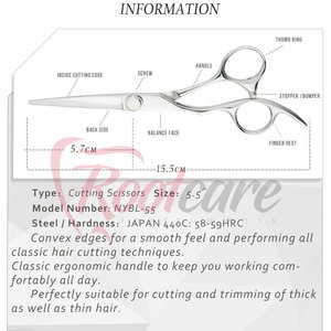 Ciseaux de coiffure professionnels en acier inoxydable, lame tranchante, pour droitiers, manche long, usage en salon, ciseaux de barbier - Product Image 2