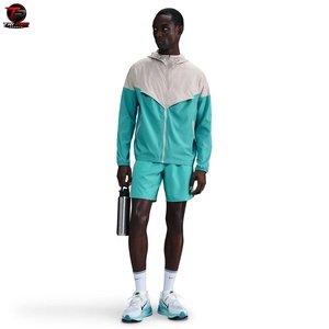 Conjunto deportivo corto para hombre con capucha, a prueba de agua, a prueba de viento, transpirable, informal, para exteriores, conjunto cortavientos. - Product Image 1