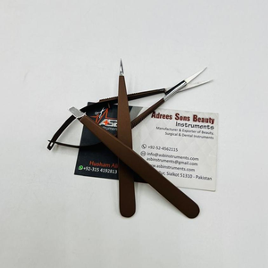 Pinzas para Cejas Puntiagudas Inclinadas de Color Marrón Oscuro, Pinzas para Dar Forma a las Cejas de Acero Inoxidable con Logotipo Personalizado, Pinzas con Resorte de Doble Acción - Product Image 5