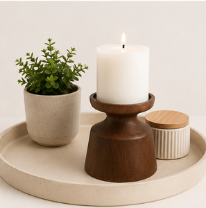 Handcrafted Acacia Wooden Candle Holder Mid-Century Modern Pillar Candlestick Stand For Living Room Table Centerpiece And Home - Product Image 4