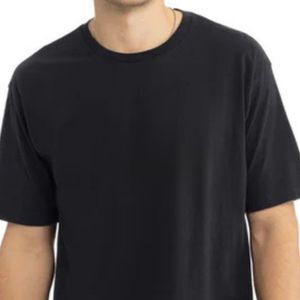 T-shirt noir uni à col rond et manches courtes pour homme, en coton doux, décontracté, coupe oversize, respirant, streetwear d'été, vente en gros personnalisée - Product Image 5