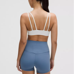 Seamless Yoga Sets 2 Piece Solid Color High Waist Shorts Halter Bra Four-Way Stretch Backless Dry Airy Breathable Workout Wear - Product Image 5