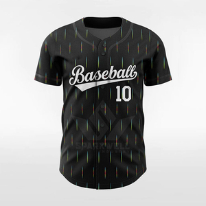 Maillot de baseball noir personnalisé à motif gouttelettes coloré, sublimé, à manches courtes, respirant et anti-humidité, uniforme d'équipe - Product Image 2