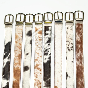 Cinturón de Cuero de Pelo de Vaca, Fabricante de Ropa, Estilo Occidental Personalizado, Correa de Cintura de Lujo Marrón y Blanca - Product Image 6