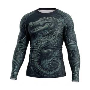 Chemise de sport à manches longues pour homme, compression, imprimé bleu tigre, sublimation - Product Image 5