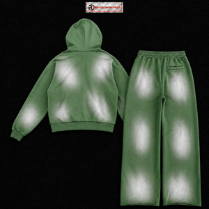 Custom Mens Green Washed Tracksuit <b>Full</b> <b>Zip</b> <b>Hoodie</b> Sweatpants Set Wholesale Casual Streetwear Jogging Sportswear Outfit For Men - Product Image 6