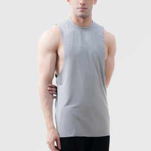 Men's Customized Color Sleeveless Tank <b>Top</b> Crew Neck Solid Casual Knitted Polyester/Cotton Blend Breathable Quick Dry - Product Image 4