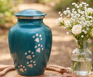 Urnes funéraires artisanales pour animaux de compagnie, urnes de créateur de haute qualité avec empreinte de patte, couleur bleue, urne funéraire en gros, plusieurs tailles, décoration commémorative - Product Image 2