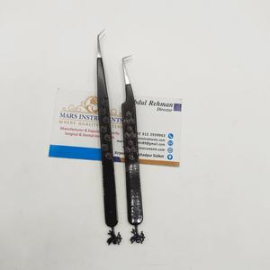 Pinces à cils en acier inoxydable revêtu de couleur marron pour extensions de cils, marque privée, pinces à 90 degrés - Product Image 3