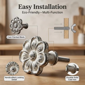 Tiradores de Gabinete de Hierro Fundido con Forma de Flor, Modernos, Multifuncionales y Duraderos, para Muebles de Cocina, Armarios y Baños - Product Image 2
