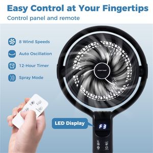 Adjustable Height 900 CFM Standing Pedestal <b>Fan</b> 0.5 Gal Tank Indoor and Outdoor <b>Misting</b> Tower <b>Fan</b> - Product Image 4