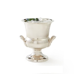 Seau à glace en métal de qualité supérieure, finition argentée, avec poignée, accessoires de bar, seaux à glace à paroi simple en métal, refroidisseur à vin - Product Image 1