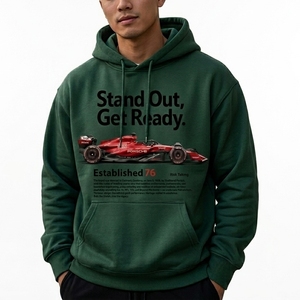 Sudadera con capucha de algodón y felpa para hombre, diseño de logotipo frontal, corte holgado, estampado digital, informal, con logotipo personalizado - Product Image 2