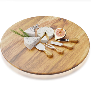 Plateau tournant en bois 100% naturel pour servir fromages et biscuits, support à épices, organisateur rotatif en bois, Lazy Susan - Product Image 6
