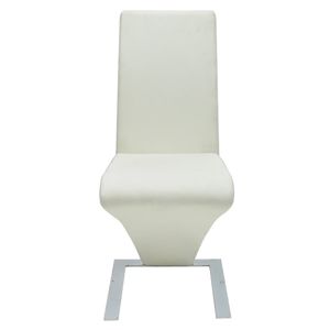 Ensemble de 2 chaises de salle à manger en similicuir blanc, design standard et durable - Product Image 3