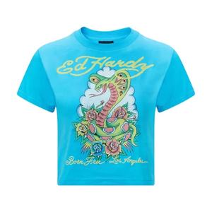 Camiseta de fabricante de ropa de mujer para mujer, Camiseta de algodón 100% lisa en blanco, camisetas de manga corta recortadas personalizadas con cuello redondo - Product Image 5