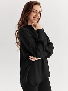 Conjunto Deportivo Ecológico de Manga Larga para Niñas, 100% Algodón, Cuello Alto, Corte Regular, Estilo Urbano, Color Sólido, Pantalones con Cordón - Product Image 3