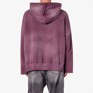 Sudadera con Capucha Extra Grande para Hombre, Color Morado Sólido, Algodón, Estilo Casual, Diseño con Bolsillo y Estampado Frontal, Estilo Otoñal - Product Image 3
