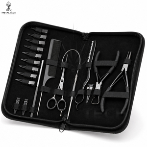 Professional Hair Extension <b>Tools</b> Kit With Pliers, Scissors, Threader, Micro Ring Loop Needle, Hair Clips, Tail Comb & Storage - Product Image 5