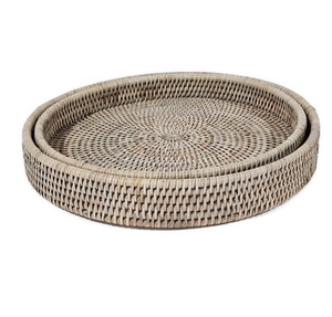 Rounded Wicker Serving Storage <b>Tray</b> For Coffee Snacks <b>Breakfast</b> Decorative Multipurpose Rattan Vanity <b>Tray</b> For Kitchen Tableware - Product Image 6