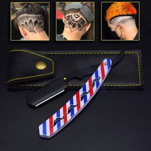 Rasoir à lame droite en acier inoxydable sur mesure pour hommes, manche recouvert de papier, rasoir de barbier pour le soin du visage et du corps - Product Image 5