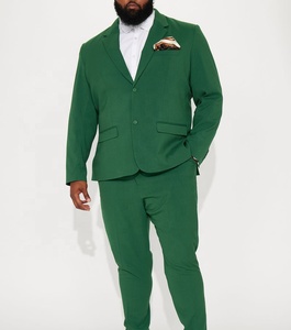 Costume d'affaires sur mesure de haute qualité pour homme grande taille, simple boutonnage, col à revers, en tissu peigné, longueur standard - Product Image 2