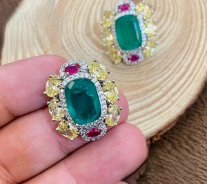 Stylish Brass <b>Silver</b> Plated Zircon <b>Stud</b> Earrings for Women Girls Premium Quality Wedding & Party Wear - Product Image 2