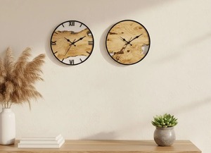Horloge murale élégante en bois et métal pour salon et chambre à coucher, rehausse l'aspect intérieur naturel et contemporain, provenant d'Inde. - Product Image 5