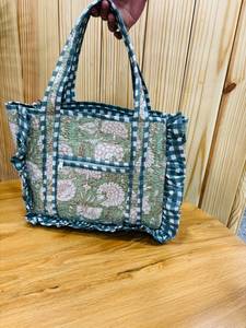 Mini sac fourre-tout réutilisable en coton matelassé brodé style bohème vintage, sac de courses écologique pour femme, usage quotidien - Product Image 2