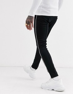Men's <b>Black</b> Sweatpants With White Side Stripe Elastic Waist Casual Stretch <b>Pants</b> Autumn Wear - Product Image 2