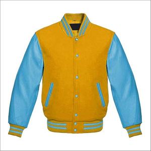 ผู้ผลิตแจ็คเก็ตวาร์ซิตี้ขนสัตว์คุณภาพสูงแบบใหม่ สีตามสั่ง ผลิตจากโรงงาน แจ็คเก็ตวาร์ซิตี้หนาน้ำหนักมากสำหรับผู้ชาย แขนเสื้อหนัง - Product Image 1