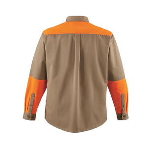 Chemise de travail à manches longues pour homme, à blocs de couleur, boutonnée, orange et marron, pour l'extérieur - Product Image 2