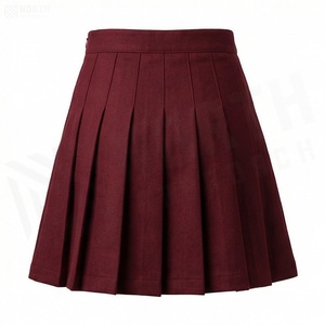 Jupe plissée courte pour femme, couleur unie, taille normale, toutes saisons, style tissé - Product Image 2