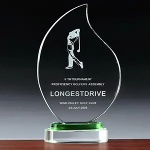 Best Verkopende Acryl Crystal Golf Award Custom Certificaat Award Acryl Trofee