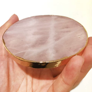 Posavasos de Cuarzo Rosa de Cristal de Alta Calidad en Oferta, Posavasos Redondos de Piedra Preciosa para Bebidas con Soporte para Café para el Hogar - Product Image 5