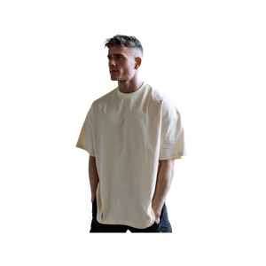 Premium 300 GSM Heavyweight Men's Oversized Short Sleeve O-Neck T-<b>Shirt</b> Solid Color Casual Style <b>100</b>% Cotton Jersey Knitted Fit - Product Image 2