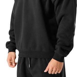 Sweat-shirt à col rond noir pour homme, en molleton premium, à manches longues, décontracté, athlétique, streetwear, vêtements de sport, vêtements d'entraînement - Product Image 3