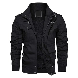 Chaqueta Bomber Térmica para Hombre con Forro Polar, Cortavientos Multibolsillos, Cuello Alto, Estilo Motociclista Urbano, Otoño Invierno, Venta al por Mayor - Product Image 1